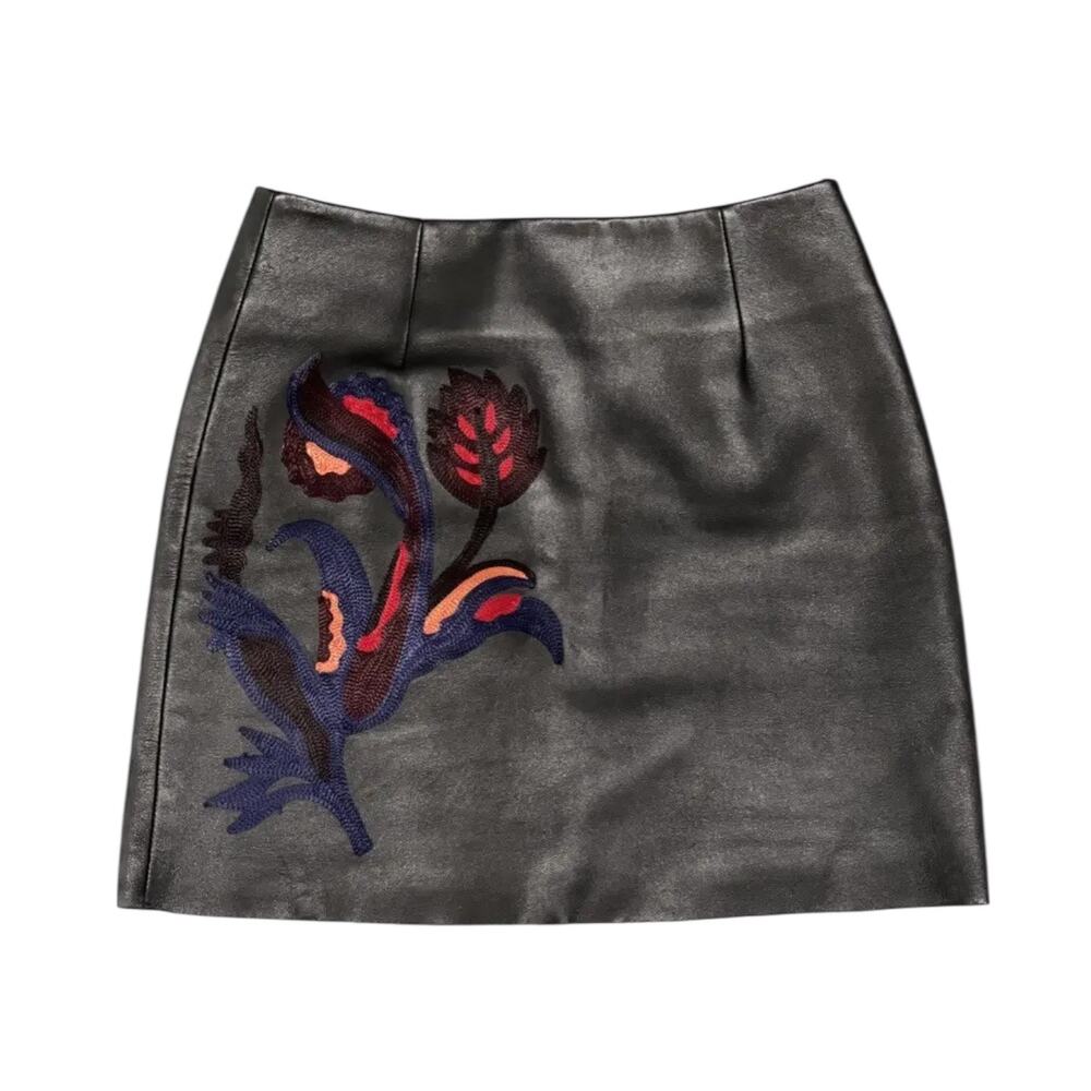 Embroidered Black Midi Skirt
